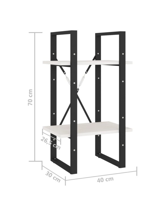 2-tasoinen kirjahylly valkoinen 40x30x70 cm täysi mänty