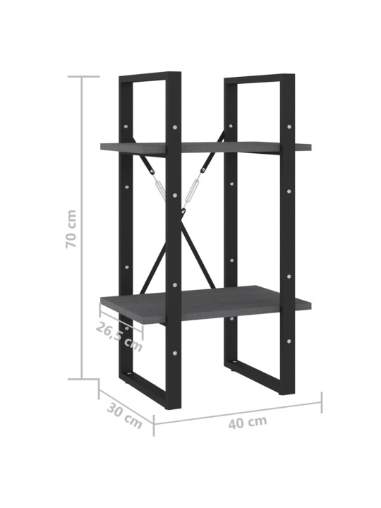 2-tasoinen kirjahylly harmaa 40x30x70 cm täysi mänty