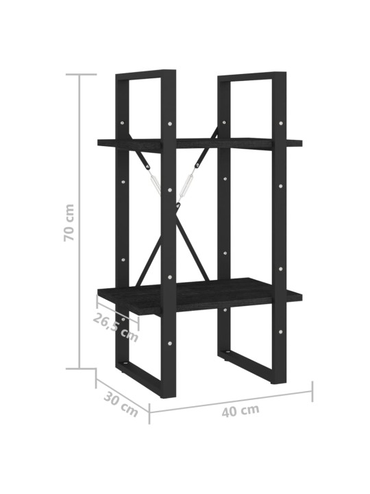 2-tasoinen kirjahylly musta 40x30x70 cm täysi mänty