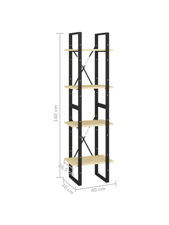 4-tasoinen kirjahylly 40x30x140 cm täysi mänty