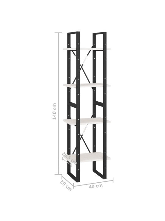 4-tasoinen kirjahylly valkoinen 40x30x140 cm täysi mänty