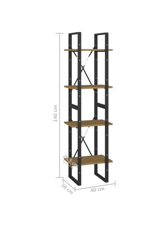 4-tasoinen kirjahylly 40x30x140 cm täysi mänty