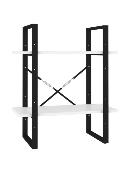 2-tasoinen kirjahylly valkoinen 60x30x70 cm lastulevy