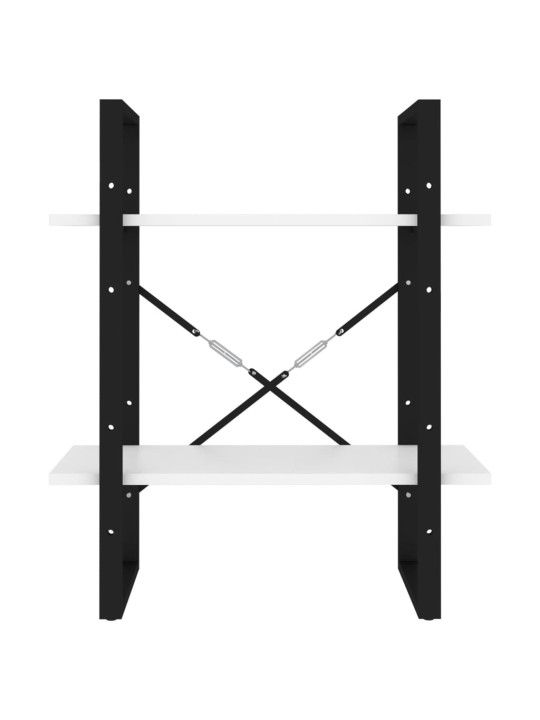 2-tasoinen kirjahylly valkoinen 60x30x70 cm lastulevy