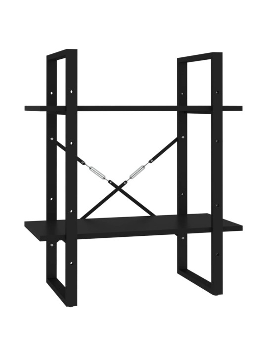 2-tasoinen kirjahylly musta 60x30x70 cm lastulevy