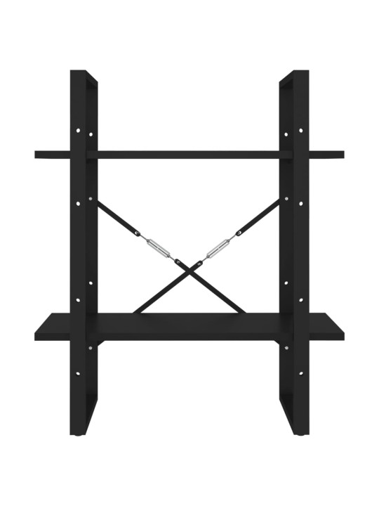 2-tasoinen kirjahylly musta 60x30x70 cm lastulevy