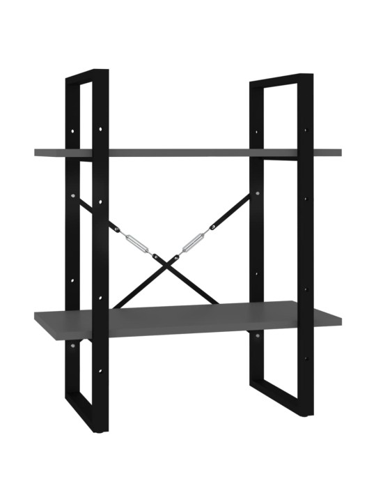 2-tasoinen kirjahylly harmaa 60x30x70 cm lastulevy