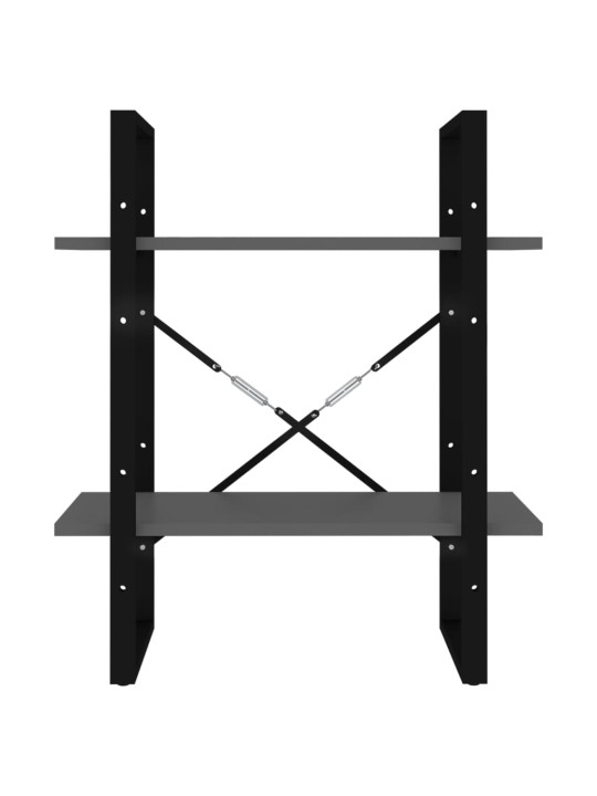2-tasoinen kirjahylly harmaa 60x30x70 cm lastulevy