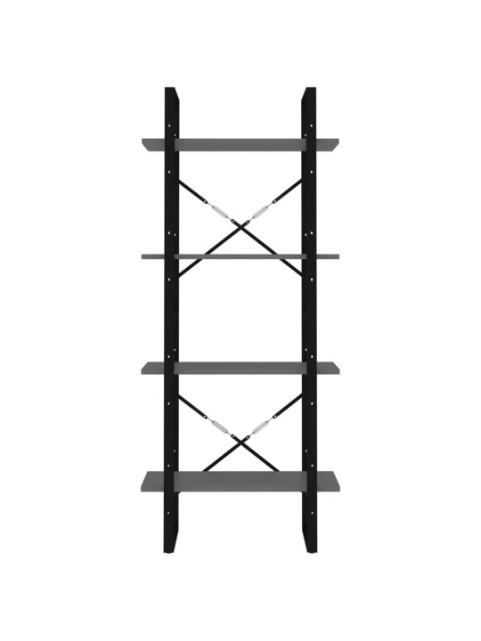4-tasoinen kirjahylly harmaa 60x30x140 cm lastulevy