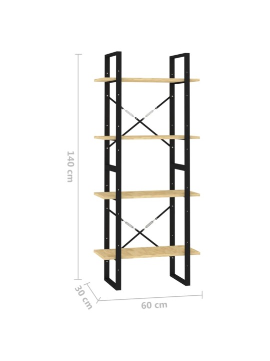4-tasoinen kirjahylly 60x30x140 cm täysi mänty
