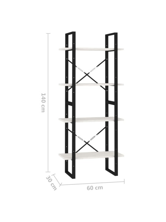 4-tasoinen kirjahylly valkoinen 60x30x140 cm täysi mänty
