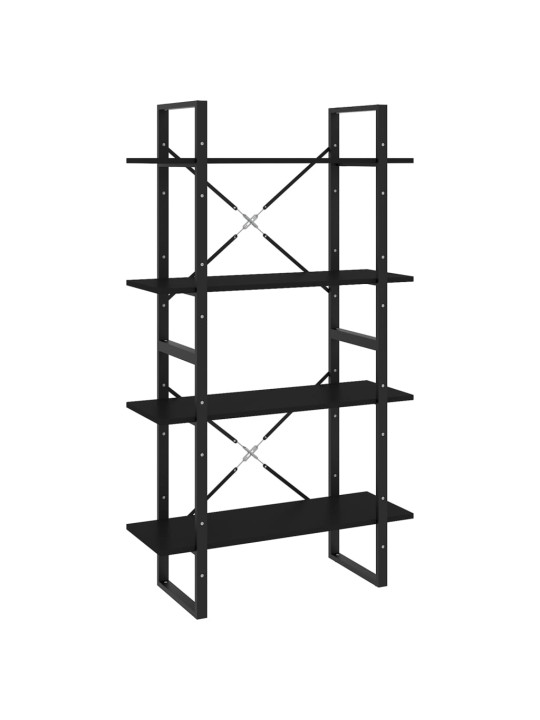 4-tasoinen kirjahylly musta 80x30x140 cm lastulevy