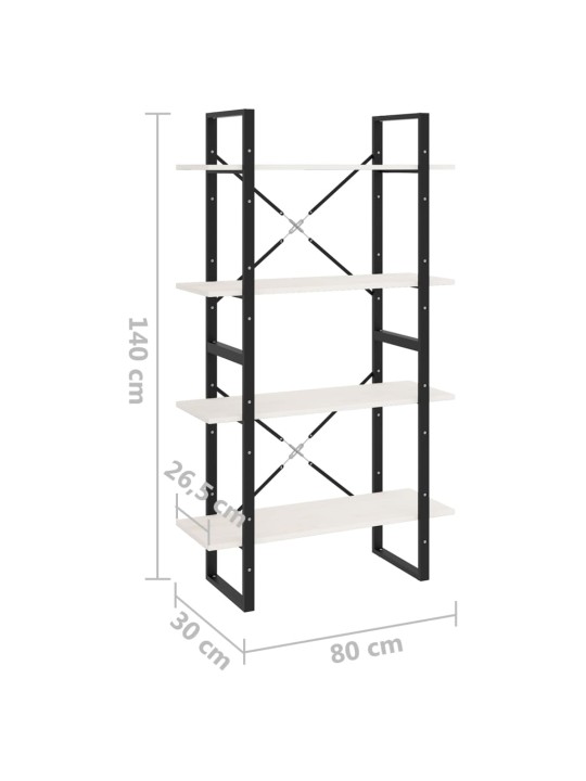 4-tasoinen kirjahylly valkoinen 80x30x140 cm täysi mänty