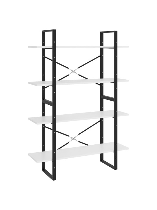 4-tasoinen kirjahylly valkoinen 100x30x140 cm lastulevy