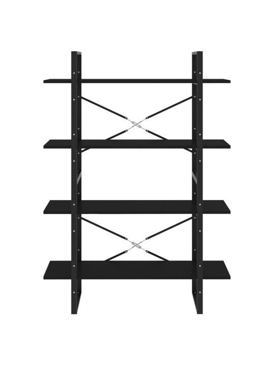 4-tasoinen kirjahylly musta 100x30x140 cm lastulevy
