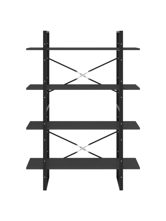 4-tasoinen kirjahylly harmaa 100x30x140 cm lastulevy