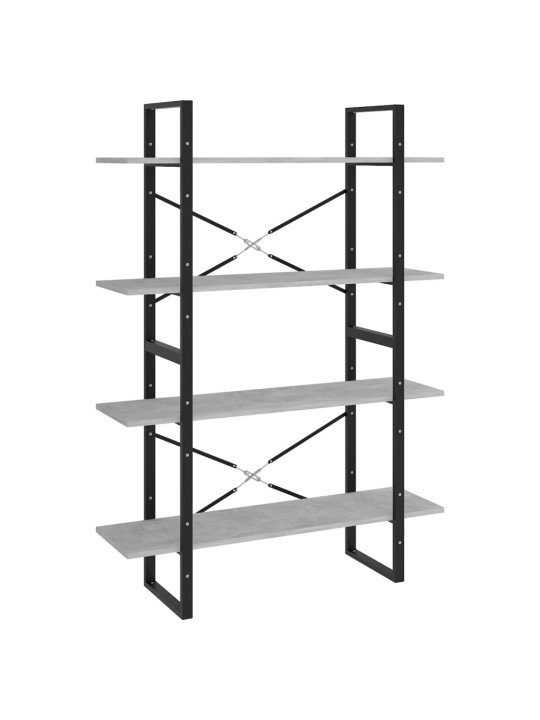 4-tasoinen kirjahylly betoninharmaa 100x30x140 cm lastulevy