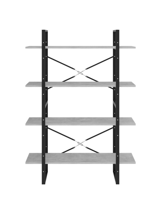 4-tasoinen kirjahylly betoninharmaa 100x30x140 cm lastulevy