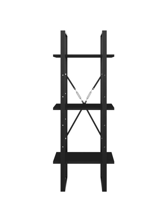 3-tasoinen kirjahylly musta 40x30x105 cm lastulevy