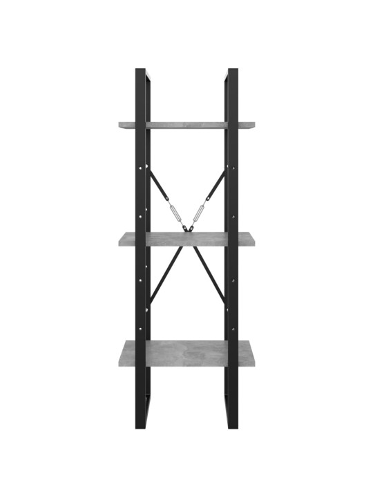 3-tasoinen kirjahylly betoninharmaa 40x30x105 cm lastulevy