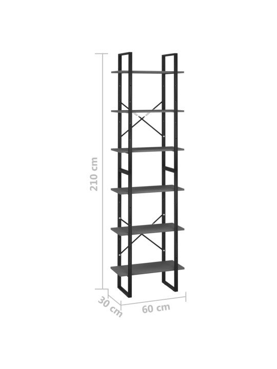 Säilytyshylly harmaa 60x30x210 cm tekninen puu