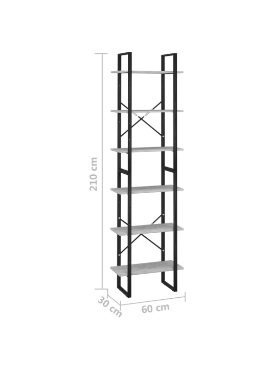 Säilytyshylly betoninharmaa 60x30x210 cm tekninen puu