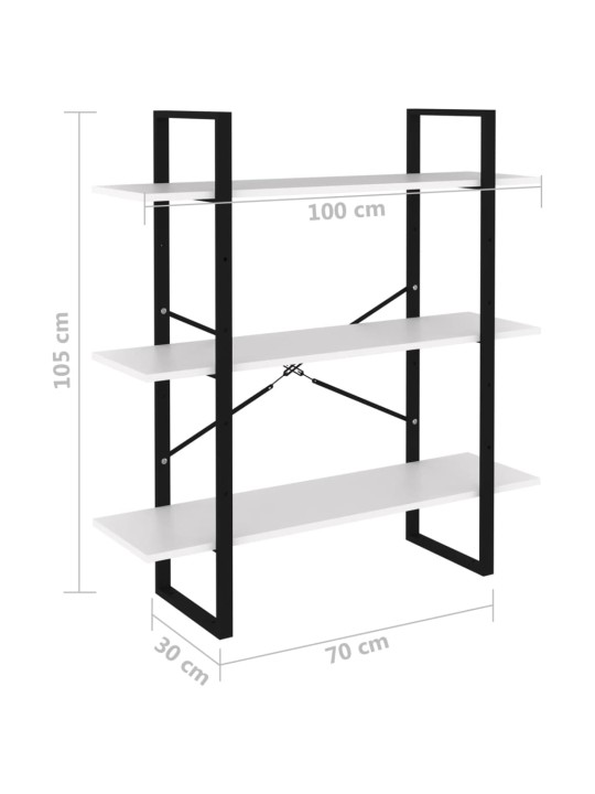 Kirjahylly valkoinen 100x30x105 cm lastulevy