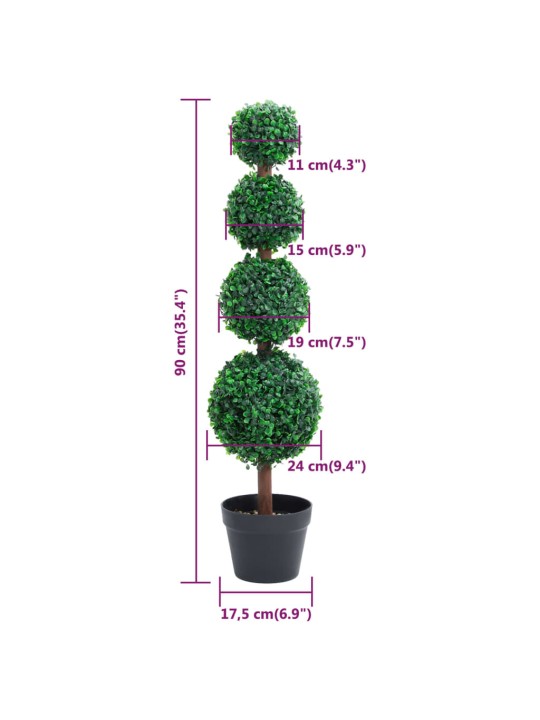 Tekokasvi puksipuu ruukulla pallonmuotoinen vihreä 90 cm