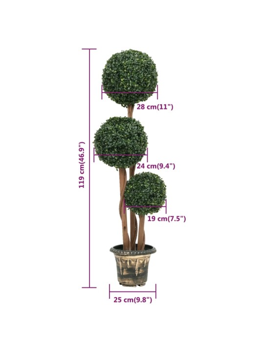 Tekokasvi puksipuu ruukulla pallonmuotoinen vihreä 119 cm