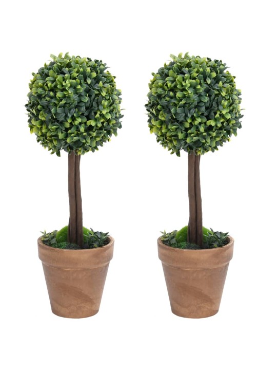 Keinotekoinen puksipuukasvi ruukussa 2 kpl vihreä pallo 33 cm