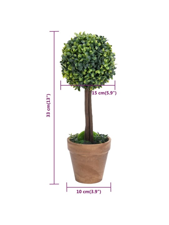 Keinotekoinen puksipuukasvi ruukussa 2 kpl vihreä pallo 33 cm