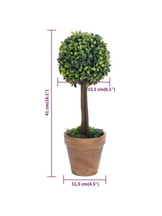 Keinotekoinen puksipuukasvi ruukussa 2 kpl vihreä pallo 41 cm