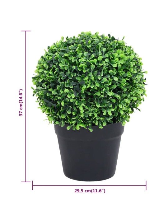 Keinotekoinen puksipuukasvi ruukussa 2 kpl vihreä pallo 37 cm