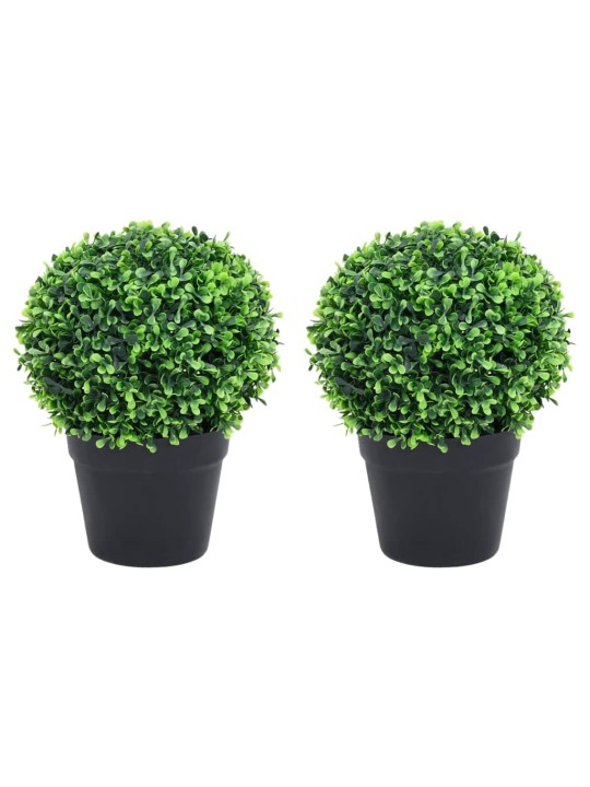 Keinotekoinen puksipuukasvi ruukussa 2 kpl vihreä pallo 27 cm
