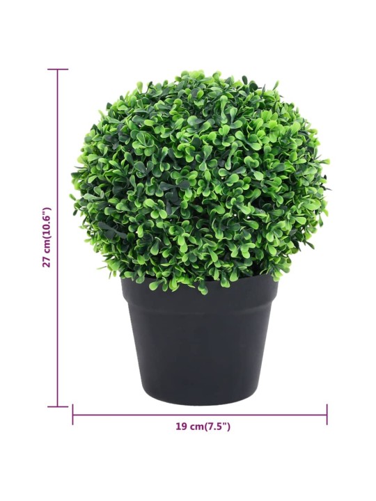 Keinotekoinen puksipuukasvi ruukussa 2 kpl vihreä pallo 27 cm