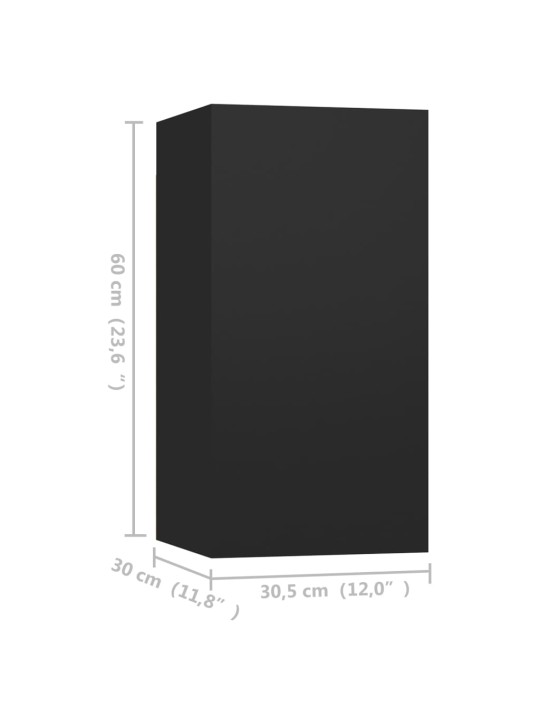 TV-tasot 4 kpl musta 30,5x30x60 cm lastulevy