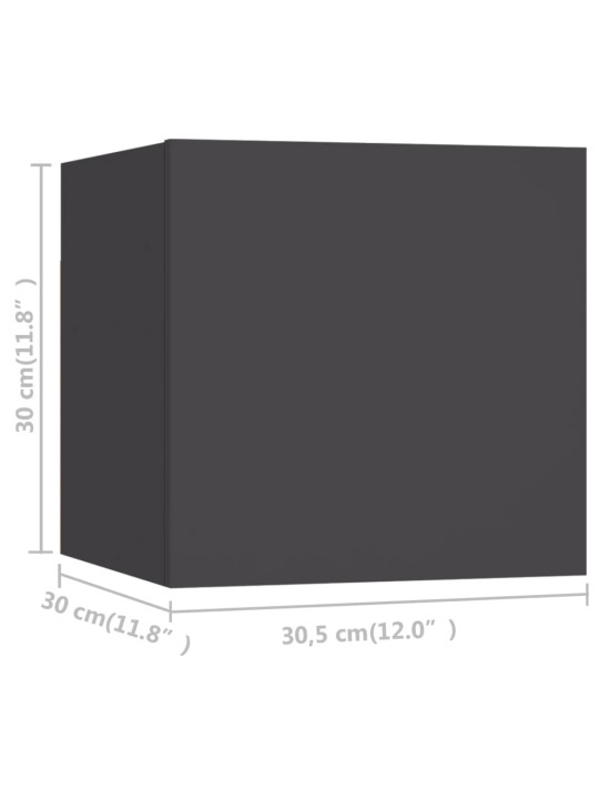 Seinäkiinnitettävä TV-taso 8 kpl harmaa 30,5x30x30 cm