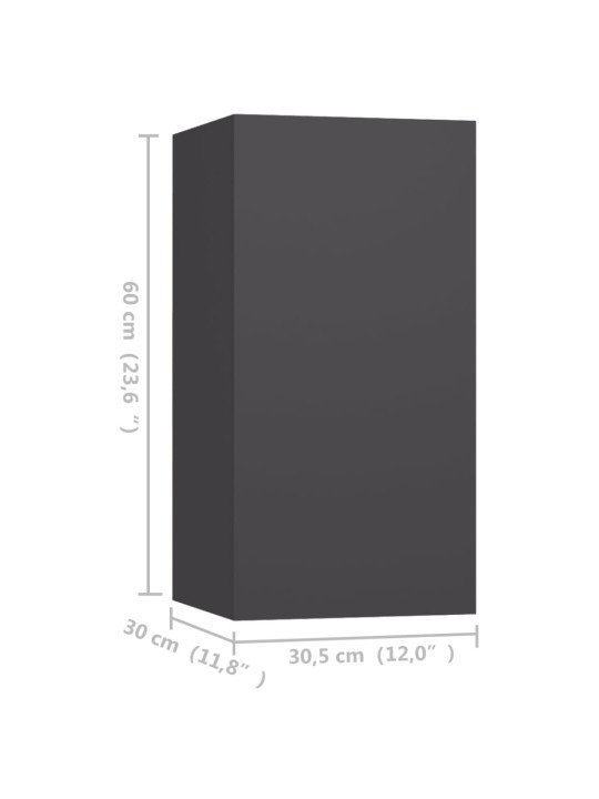 TV-tasot 4 kpl harmaa 30,5x30x60 cm lastulevy