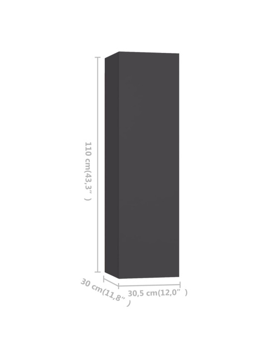 TV-tasot 4 kpl harmaa 30,5x30x110 cm lastulevy