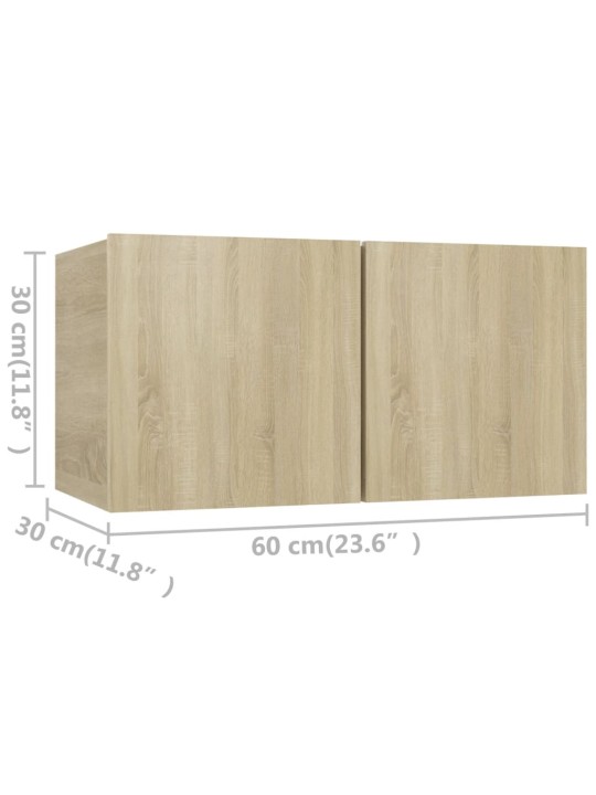 TV-tasot 4 kpl Sonoma-tammi 60x30x30 cm lastulevy