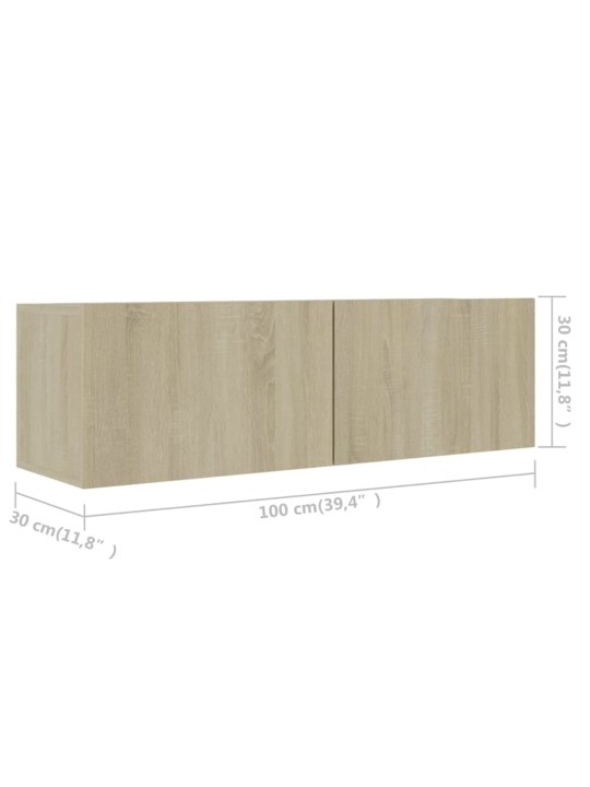 TV-tasot 4 kpl Sonoma-tammi 100x30x30 cm lastulevy