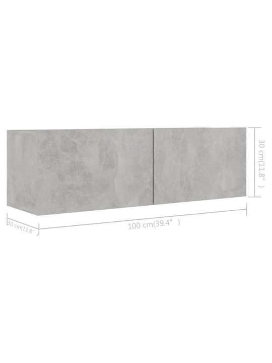 TV-tasot 4 kpl betoninharmaa 100x30x30 cm lastulevy