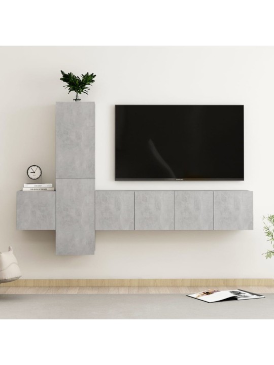 5-osainen tv-kaappisarja betoninharmaa lastulevy