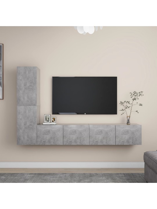 4-osainen tv-kaappisarja betoninharmaa lastulevy