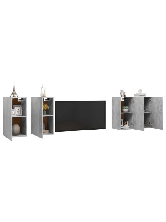 TV-tasot 4 kpl betoninharmaa 30,5x30x60 cm lastulevy
