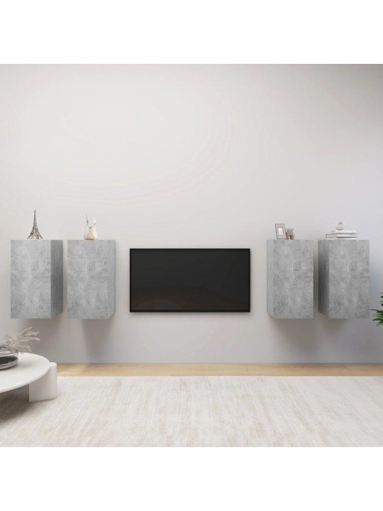 TV-tasot 4 kpl betoninharmaa 30,5x30x60 cm lastulevy