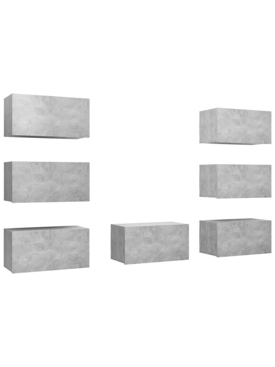 TV-tasot 7 kpl betoninharmaa 30,5x30x60 cm lastulevy