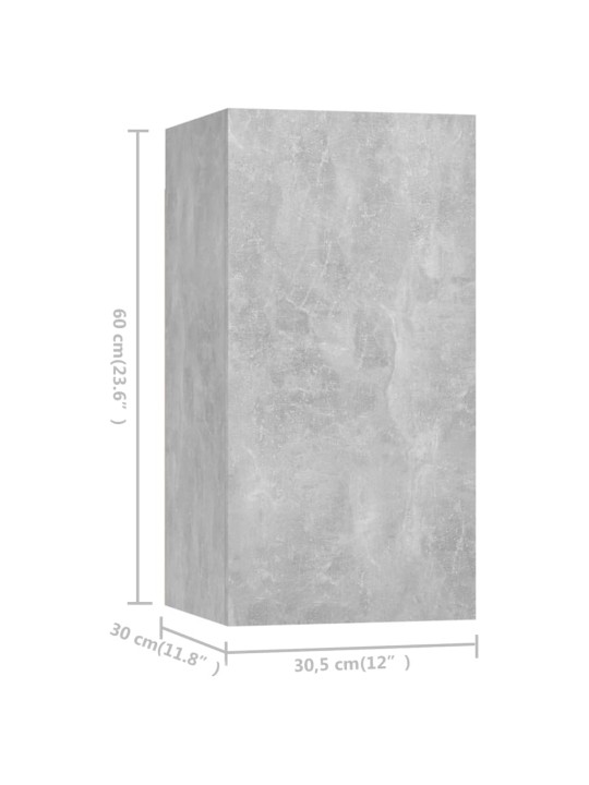 TV-tasot 7 kpl betoninharmaa 30,5x30x60 cm lastulevy