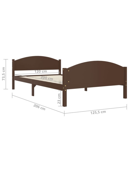 Sängynrunko tummanruskea täysi mänty 120x200 cm