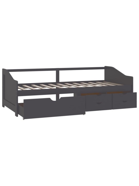 Päivävuode 3-istuttava laatikoilla harmaa täysi mänty 90x200 cm